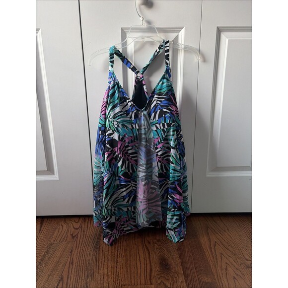 Swimsuits For All Other - Swimsuits For All Mesh Fly Away Size 28 Tankini Top Tropical Print Molded Cups